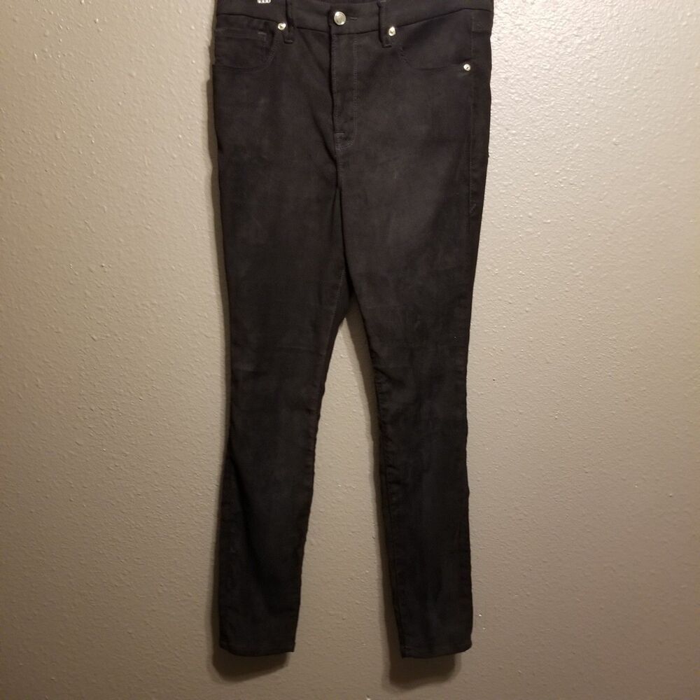 Good American 12/31 Pants Good Legs Faux Suede Black Stretch 5 Pocket Preppy